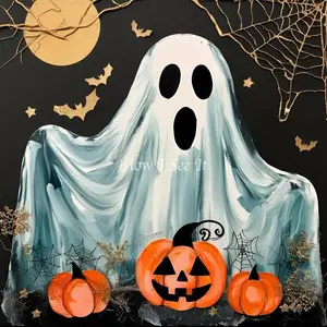 Ghost Decorative Wreath Sign. Aluminium 10x10 Inches Heat Pressed for Durability and Longevity Ideal for Home Decor