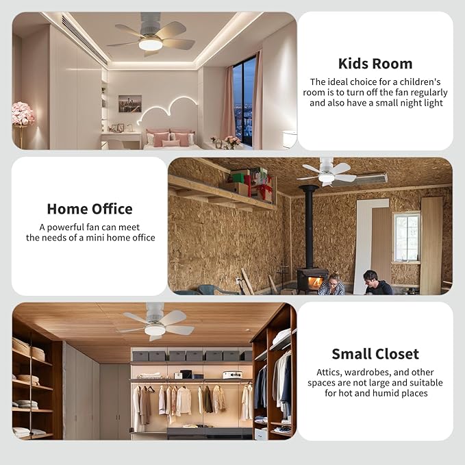 Socket Fan Light, Small Ceiling Fan with Light and Remote Control, 20 Inch E26/E27 Screw-In Installation, 3 Wind Speeds Dimmable Mini Fan Light for Bedroom, Kitchen and Small Spaces, White