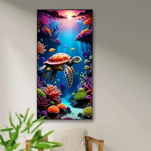 Sea Turtle Pattern DIY Diamond Arts Colorful Painting Kit without Frame, DIY 5D Diamond Arts Colorful Painting Kit, Wall Art Decor for Home Living Room Bedroom, Diamond Painting Kits
