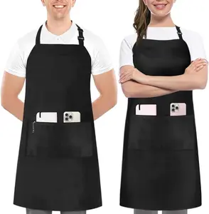 Pack of 2 Pcs - Bib Apron, Adjustable with 2 Pockets, Water and Oil Resistant, Cooking Kitchen Chef Apron for Women Men