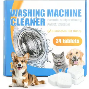 24 count Washing Machine Cleaner Tablets, Formulated for Pet Owners,  Remover, Deodorizer, Work with Top & Front Load, HE, Deep Cleaning Descaler, Removes  and Odors, Septic Safe