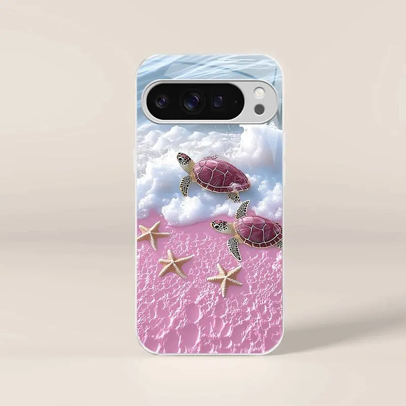 Cute tropical summer vacation phone case, clear coastal island ocean bumper for Google Pixel 9 Pro XL — 975