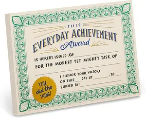 Everyday Achievement Award Pad – 50 Funny Fill-in Certificates for Small Victories, 5.15 x 7-inch Note Pad, Perfect Gift for Birthdays, Teachers, and Coworkers