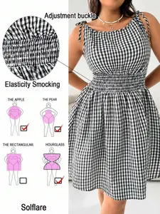 Plus Size Sleeveless Dress, Adjustable, Fashion Plaid Design, Stylish and Comfortable, Perfect for Casual Wear, Ideal for Everyday, Trendy and Versatile