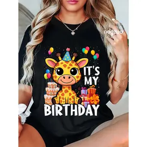 100% Cotton Giraffe Birthday It's My Birthday Funny Giraffe T-Shirt