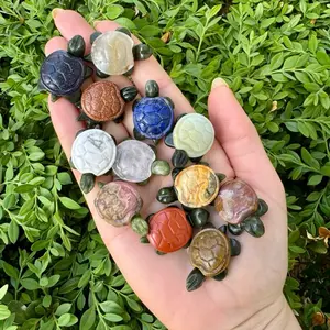 Crystal Turtle Carvings | Serpentine body With other Material Shells