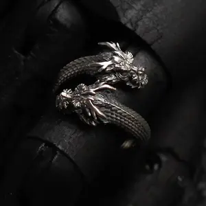 2025 New Hip hop retro do old original design double headed dragon ring recommended gift for men and women