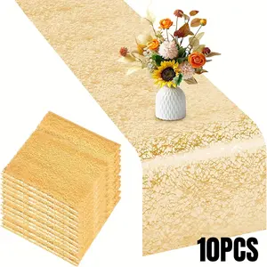 For Weddings, Parties, Christmas & Graduations, Table Decoration Upgrade Solution, Gold Glitter Mesh Table Runners, Shiny Decorative Atmospheric, Effortlessly Create Upscale Table Decoration, 11 X 108 Inch 10 Pack