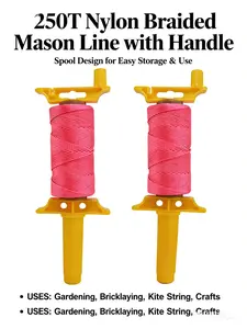 250#18 2 PCS Fluorescent Nylon Woven Mason Line | Brick Line - High visibility, durable, suitable for construction, gardening, DIY and outdoor projects.