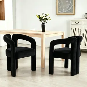 Modern Velvet Barrel Dining Chair Set of 2, Comfy Round Back Accent Chairs with Arm, Solid Wood Frame Upholstered Side Chair for Living Room, Kitchen, Bedroom, Reception Room