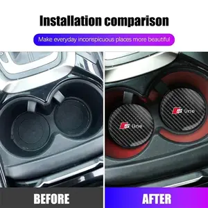 Universal Carbon Fiber Car Cup Holder Non-Slip Mat, Fits Audi Sline R8 B5 B6 B7 B8 C5 C6 C7 V8, Durable and Stylish Automotive Accessory