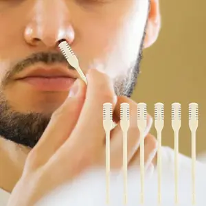 12 Pcs Dual-Sided Nose Hair Trimmer Set, Upgrade 360 Degree Facial Hair Remover Tool, Soft Cleaning Brush for Men & Women (cream Color)