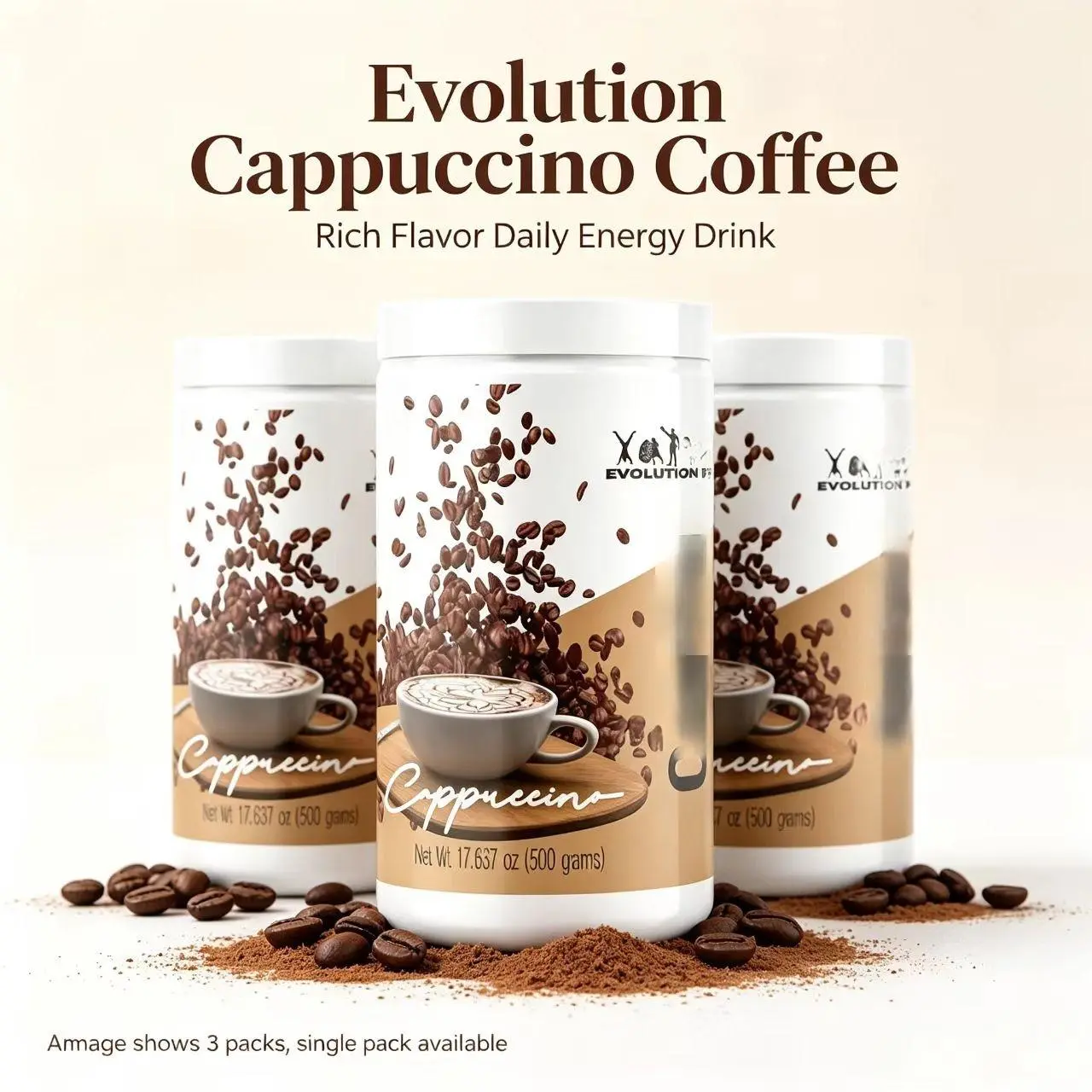 Evolution Coffee Cappuccino Flavor Creamy Beverage with L-Carnitine, Vitamin-Infused Dietary Supplement for Health & Wellness【pack 3】