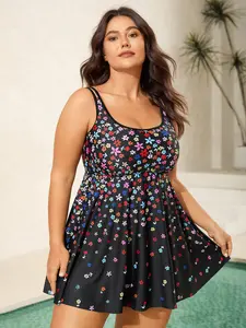 【Summer Turn-Up】BlOOMCHIC Plus Size Fit and Flare Floral Swim Dress, 2-Piece Sports & Outdoor Swimwear Set - Ideal Gift for Spring Break, Mother's Day [M-6X] 2026 Summer Pick for Mother's Day