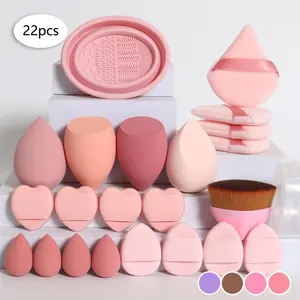 Makeup Tool Set, 22pcs/set Makeup Sponge & Powder Puffs & Cosmetic Brush & Brush Cleaning Bowl, Makeup Accessories, Makeup Tool Kit