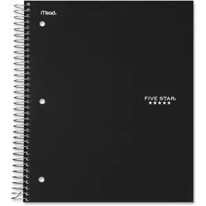 Five Star  8.5 x 11.5 in. Wirebound College Ruled Notebook - 3 Subject, Black