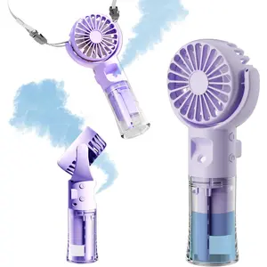 Handheld water bottle fan Misting Fan,Rechargeable Battery Operated ,Portable 4 Speeds & 55ml 360° Swiveling Personal Fan for Travel Camping Outdoor (Purple)