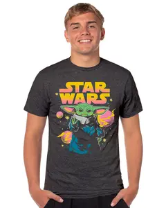 Disney Star Wars T-Shirt Men's Yoda Galaxy Short Sleeve Graphic Top