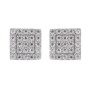 Square In-Step Iced VVS Moissanite Daimond Earrings
