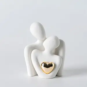 Minimalist Love Theme Mini Couple Resin Figurines, Durable Home Decor Statue - Valentine’s Day Gift for Couples, Living Room Ornament
