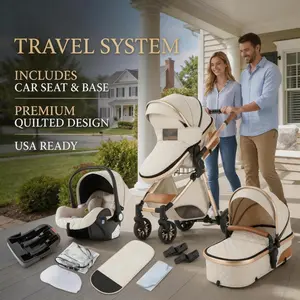 Luxury 4-in-1 Baby Stroller with Reversible Seat & High Landscape Design | Foldable Travel System Pushchair for Newborns & Toddlers Convertible