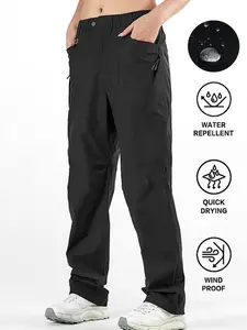 Women's Summer Ice Silk Nylon Quick-Dry Lightweight Sun Protection Hiking Pants, Multi-Zip Pockets, Elastic Waist, Adjustable Drawstring Ankles