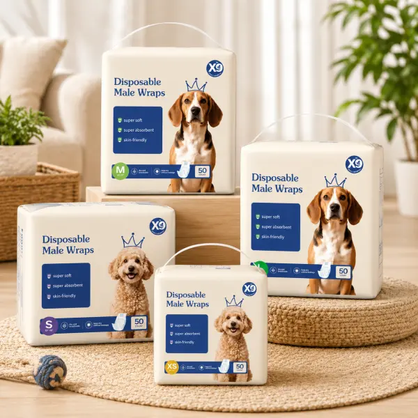 X9 Male Dog Disposable Diapers - Super Absorbent Male Wraps with Leak-Proof Protection, Soft Puppy Training Belly Bands for XS/S/M/L (50 Pack)