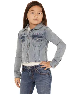 Shyanne Girls' ' Forks Light Wash Frayed Embroidered Denim Jacket - Sgho22o82
