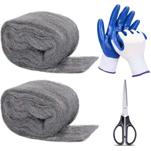 2 Pack Steel Wool for Mice Control 3.2"x10.5 Ft Wool, Gap Filler for Home & Garage, DIY Bundle with Gloves & Scissors, Textiles & Soft Furnishings