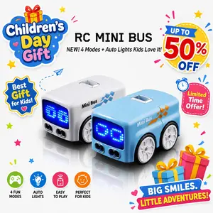 Magic Mini Bus Toy, RC-Controlled with Auto Expressions & 4 Play Modes, Ideal Gift for Children dual