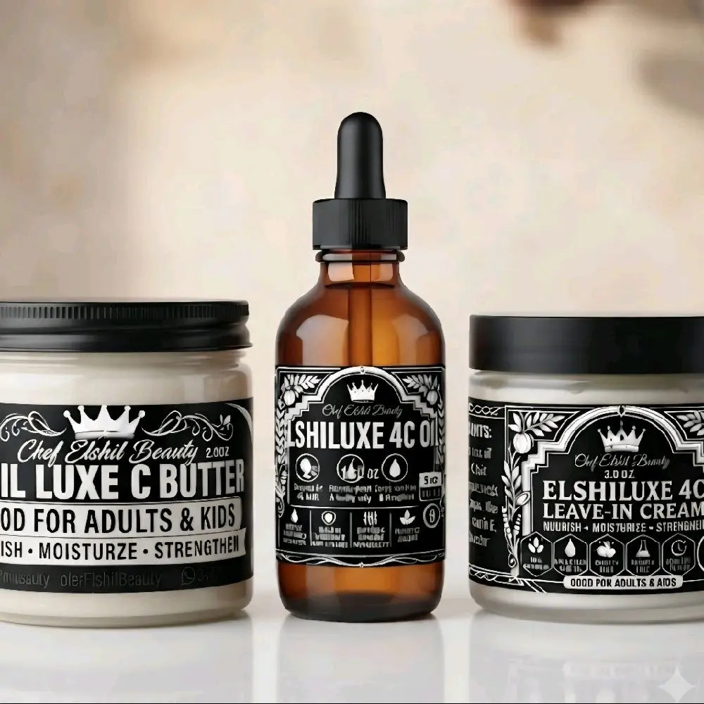 ELSHILUXE 4C Sample Hair Care Set - Healthcare Oil, Butter, and Leave-In Cream for Hair