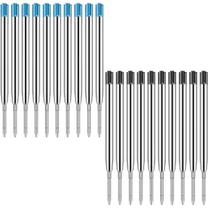 20 Pack Ink Pen Refills for Parker, Ballpoint Pen Refills, 3.9" Medium 1.0 mm Tip, Smooth Quick-Drying Ink for Click Pens,10 Black + 10 Blue Replacement Refills for Long-Lasting Writing