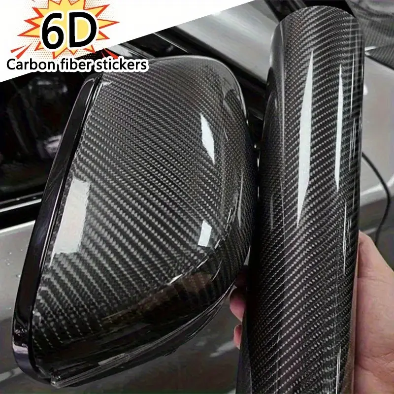 1 Roll 20x150cm Vinyl Car Body Wrap 6D Carbon Fiber Film, Self-adhesive Protective Car Decal, Ideal for Automotive Decorative Film Accessories, Making Your Vehicle More Unique and Cool, Van Accessories