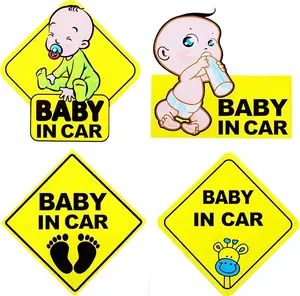 4 Piece Baby Board Sign Sticker for Car Baby in Car Decal Baby Kids Safety Signs Stickers Baby Car Sticker Baby Car Decal Reflective Kids Safety Warning