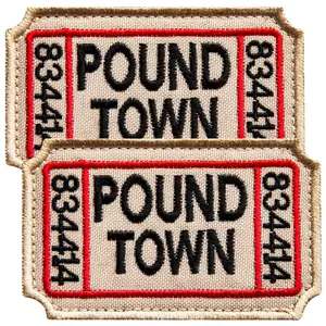 2-Piece Ticket to Pound Town Patch Set Embroidered Hook and Loop Patch