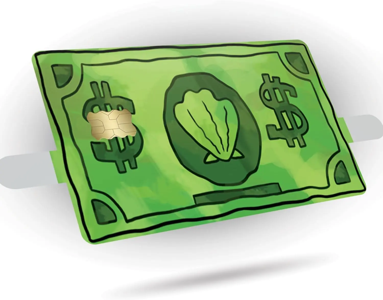 Funny Money Credit Card Skin, Green Cash Debit Card Sticker, Cartoon Dollar Bill Card Cover, Novelty Wallet Accessory