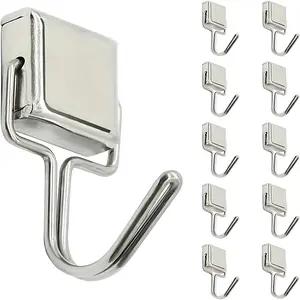 Heavy-Grip Magnetic Hooks (10 Pack) for Fridge Storage, Kitchen Utensils & Garage Tools