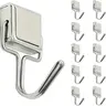 10-Pack Heavy Duty Metal Storage Hooks Set, Durable Stainless Steel Strong Magnetic Garage Wall Hooks, Rust-Resistant Plug-and-Play No-Drill Organiser (Supports Up to 5 kg, for Garage Hanging, Kitchen Utensils Storage)