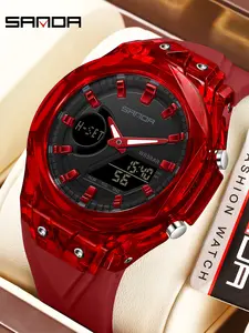 Multifunctional Digital Watch for Students & Teenagers, Transparent Shell Design, 5-Alarm Clock Feature, Summer Time Display