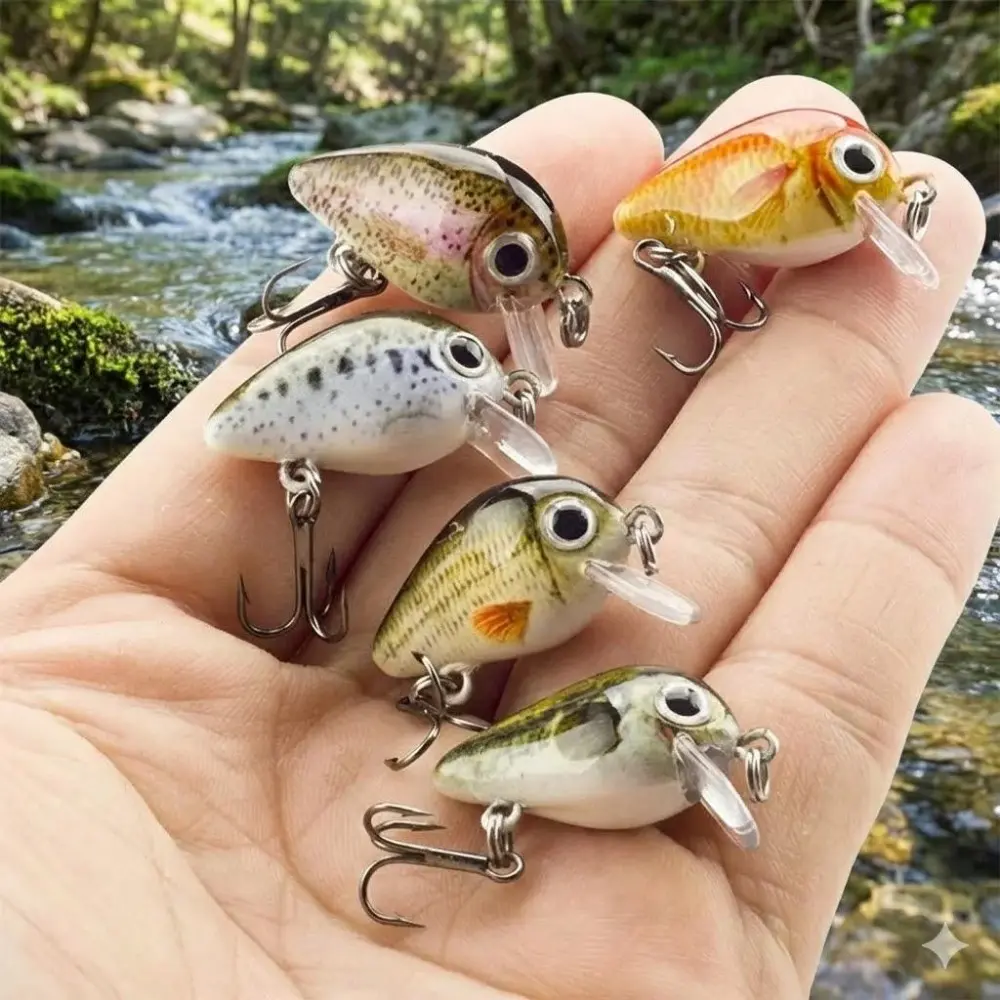 Ultra-Light 1.5g Micro Crankbait | 2.7cm Realistic Minnow | Non-Slip Hook for Bass, Panfish, Trout | Saltwater & Freshwater Fishing Lure | Multi-Water Versatile Artificial Bait