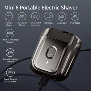ENCHEN Mini 6 Electric Shaver Ultra Compact Design with 2 Direction Flex Heads Silent Anti Pinch USB Fast Charging Single Blade Razor Travel Essential Gift for Boyfriend Valentine's and Christmas Present