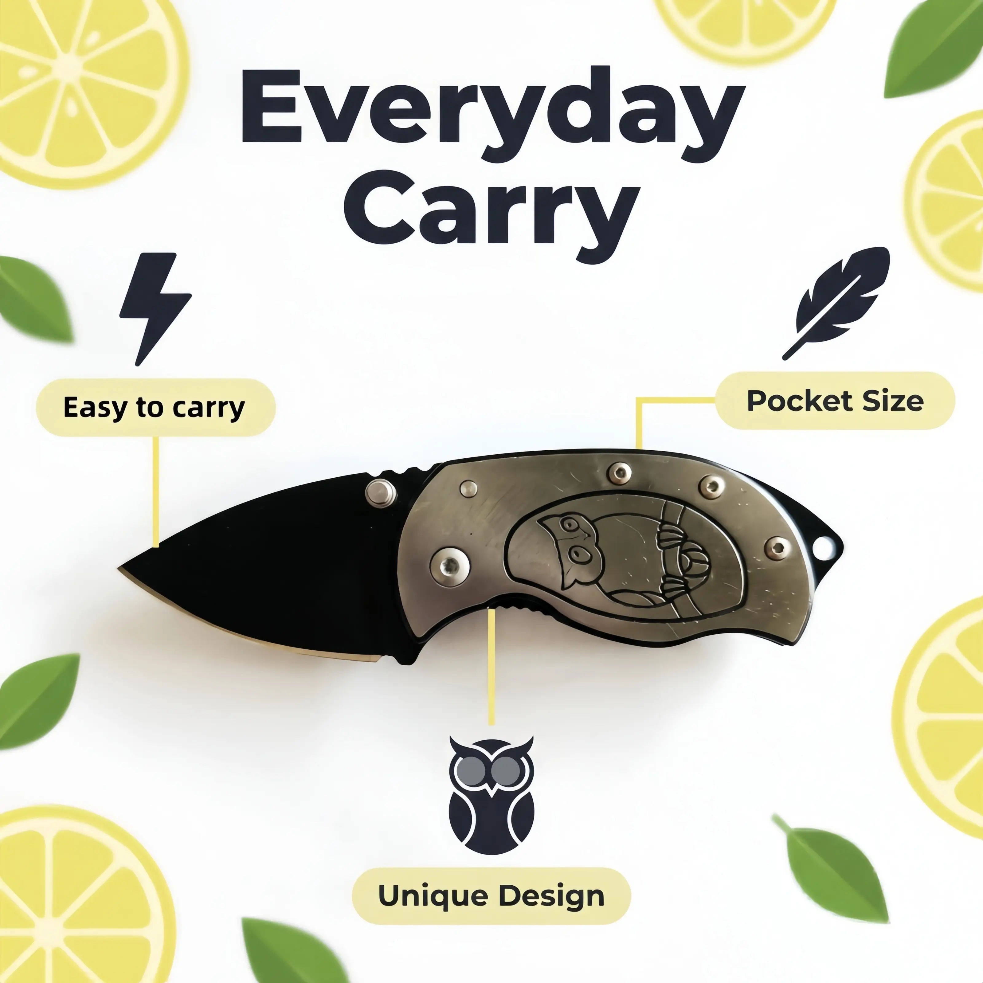 Unisex Engraved Handle Stainless Steel Pocket Mini Slicer - Keychain Clip, Lightweight Blade, Compact Fit, Hiking Gear, Outdoor Prep, On the Go Camping Adventure Tool, Portable Camp Kitchen Cutlery