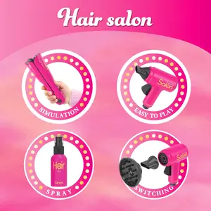 Kid Simulated Hair Cutting Set Children's Hair Dryer Straightener Hair Salon Dressing Tools Playing House Girls' Toys Gifts
