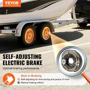 VEVOR Electric Trailer Brake Assembly, 12" x 2", 2 Pairs Self-Adjusting Electric Brakes Kit for 7000 lbs Axle, 5-Hole Mounting, Backing Plates for Braking System Part Replacement (2 Right + 2 Left)