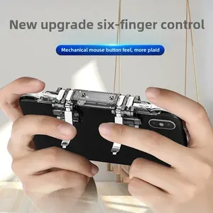 Wireless PS4 Turbo Set 6 Fingers Cell Phone Gamepad Joystick Controller Z06 for PUBG Aim Shooting ABS Key Button Game Trigger for IOS Android Universal