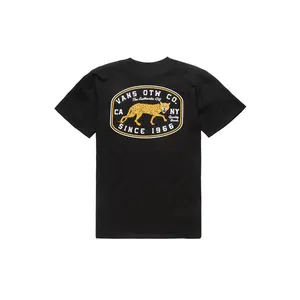 VANS Men's Mean Cat SS Cotton T-Shirt - Menswear Top, Round Neck, Short-Sleeve, Fitted, Black, Classic Logo Graphics, Casual Summer Style