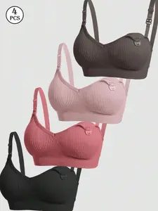 4pk Nursing Bras - Front Clasp Breastfeeding Lingerie for Comfortable Maternity Support
