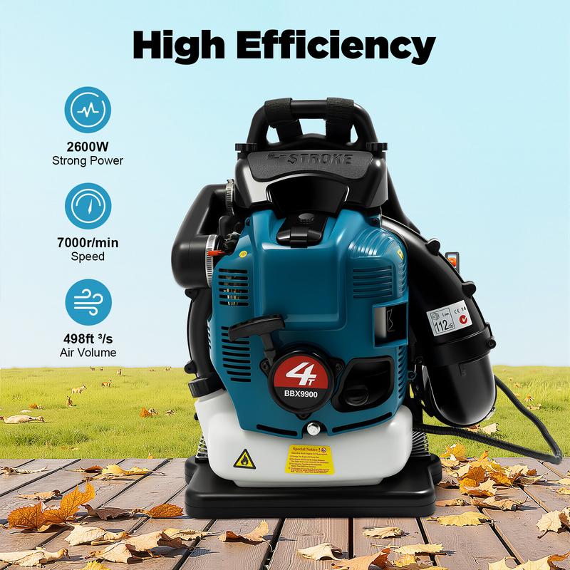 Powerful 4 Stroke Backpack Leaf Blower Heavy Duty Gas Powered for Yard Snow Removal Construction Site Cleanup Professional Landscaping Commercial Grade