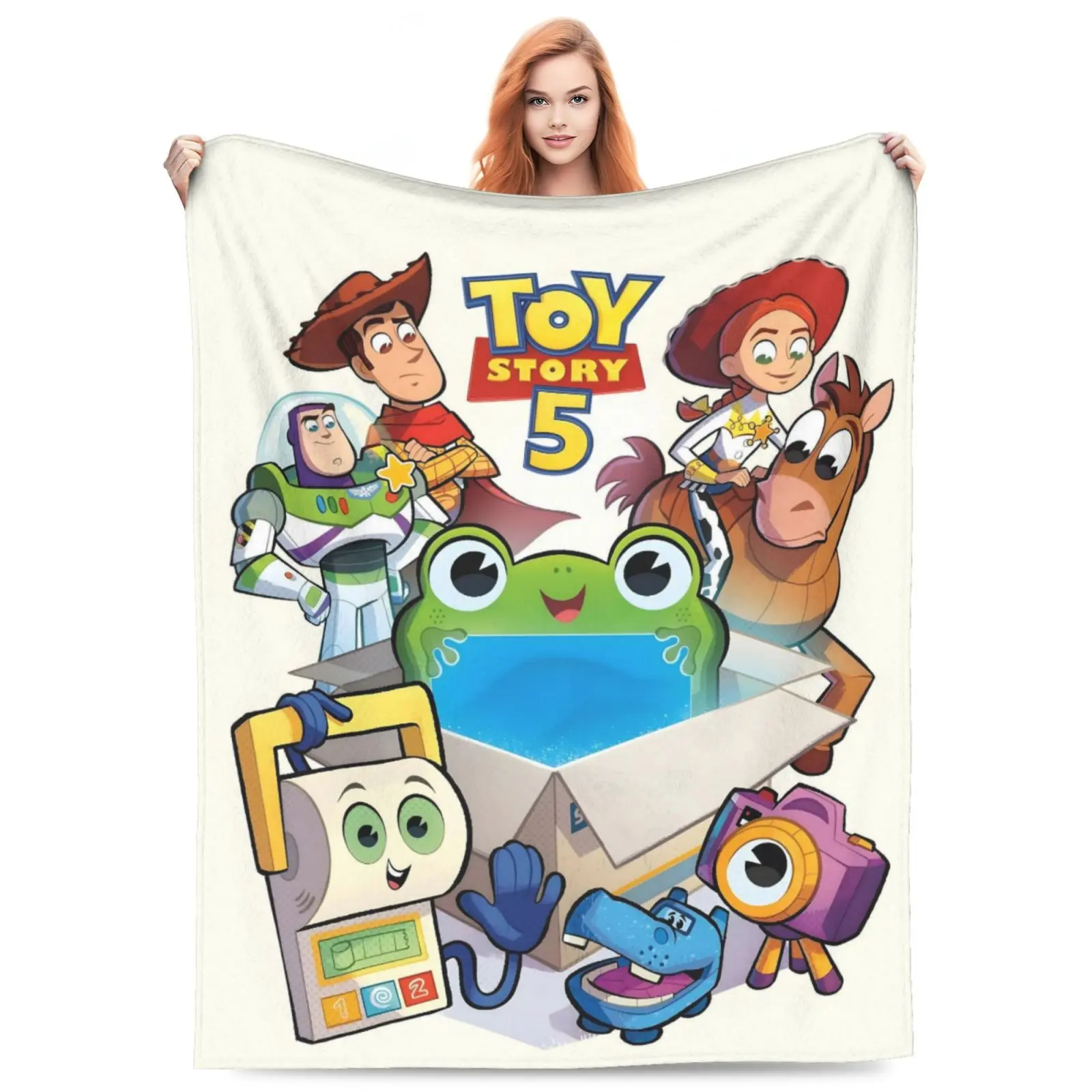 DISNEY CLASSIC Toy Story Throw Blanket, Ultra Soft Flannel Fleece Blanket with Woody, Buzz Lightyear & Jessie Characters, Cozy Lightweight Warm Blanket for Kids Adults