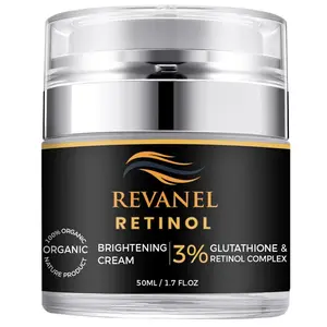 REVANEL Retinol Complex & 3% Glutathione Cream 50ml Powerful Anti-Aging Formula for Acne Dullness & Aging 100% Organic Ingredients Scent: Jasmine & Rose